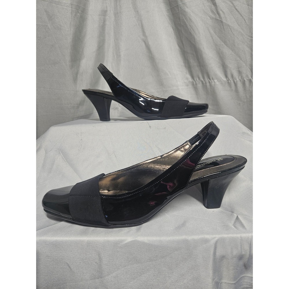 Naturalizer Question Black Patent Slingback Heels Womens 8.5 M Pointed Toe Pump - Picture 3 of 7
